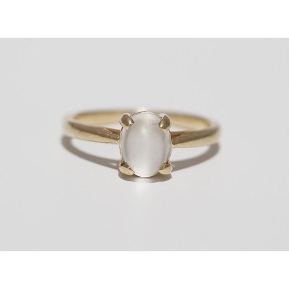 Vintage 14k Solid Yellow Gold Natural Moonstone Ring - Size...